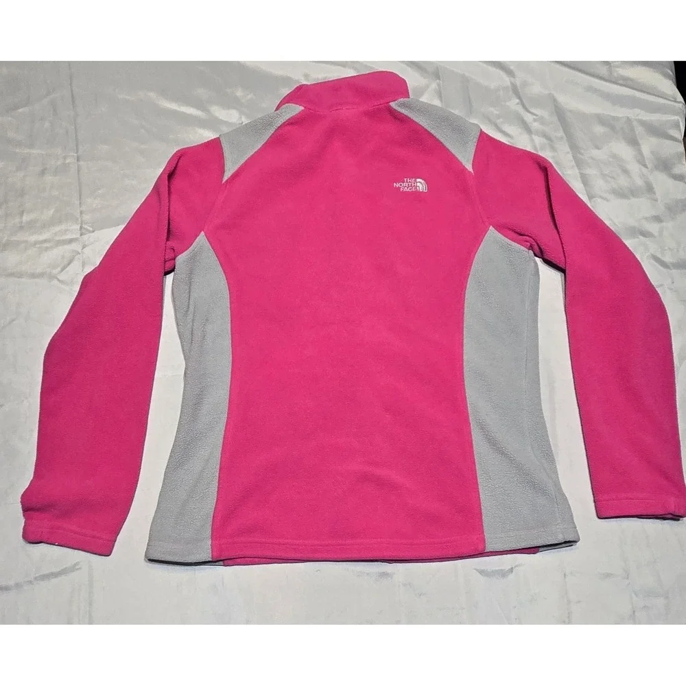 The North Face Womens Large Pink/Grey Fleece Full Zip Jacket Outdoor Cozy Logo - Picture 2 of 9